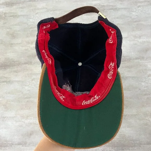 Vintage Coca Cola Adjustable Hat Wool Leather - Picture 2 of 6